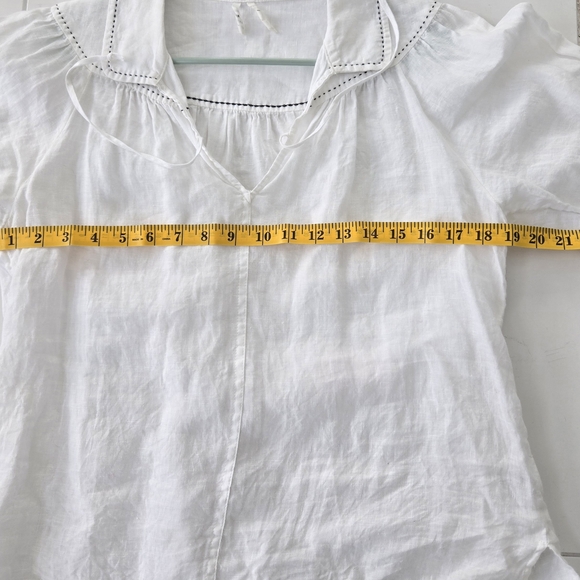 Anthropologie White Linen Women's Top S - Picture 6 of 10